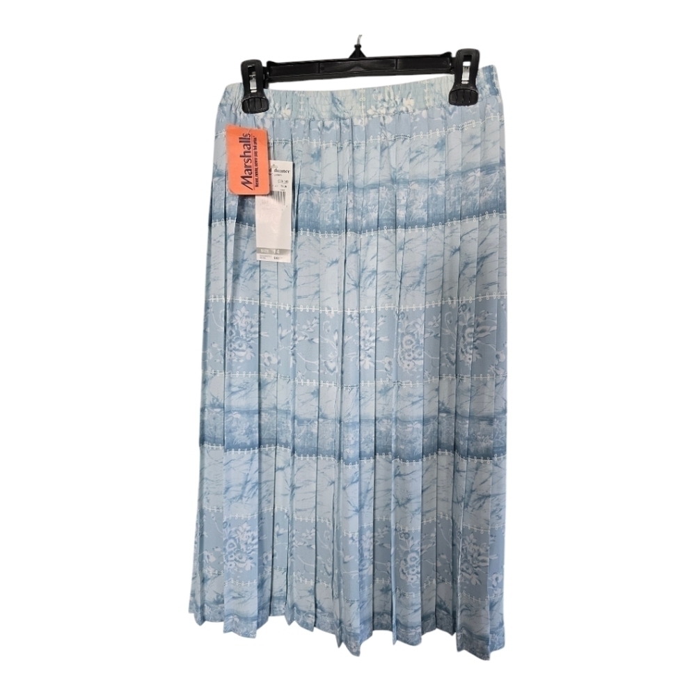 $45 New Alfred Dunner Pleated Skirt Women Sz 14 Blue Pencil Western Minimalist